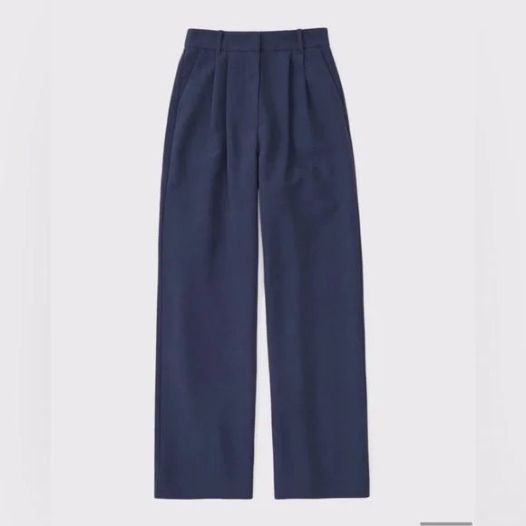 Abercrombie & Fitch Sloane Tailored Pants | Ultra High Rise Wide Leg | Navy 2S - Picture 13 of 13